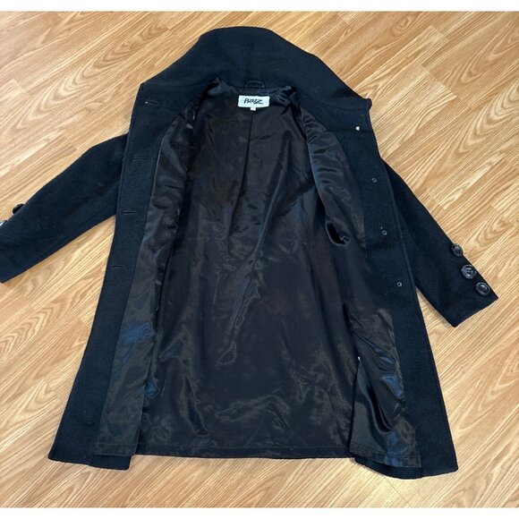 Pizazz Coat Black Wool Blend Womens Size 14 With Button Closure & Pleated Design - Picture 4 of 8